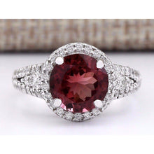7.25 Ct Tourmaline And Diamonds Halo Wedding Ring Gold White
