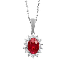 7.35 Carats Prong Set Ruby With Diamonds Pendant Necklace 14K Wg