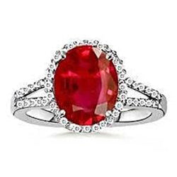 7.50 Ct Diamond And Red Ruby Gem-Stone Ring Jewelry 14K White Gold 14K