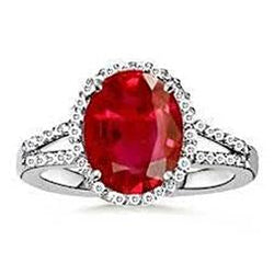 7.50 Ct Natural Earth Mined Diamond And Red Ruby Gem-Stone Ring Jewellery 14K White Gold 14K