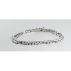 8 Carats Round Cut Double Row Natural Earth Mined Diamonds Lady Bracelet WG 14K