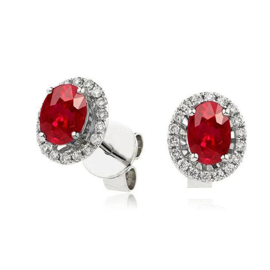 8.20 Carats Ruby And Diamonds Studs Earrings White Gold 14K