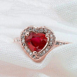8.5 Carats Red AAA Ruby With Natural Earth Mined Diamond Ring Rose Gold 14K