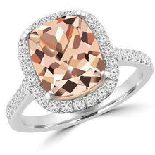 8.75 Ct Sparkling Morganite And Diamonds Ring White Gold 14K