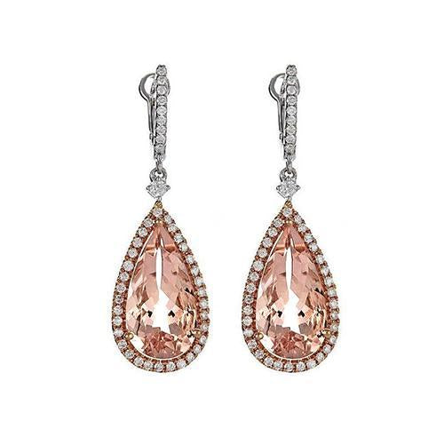 8.86 Carat Dangle Earring With Morganite Stone White Gold 14K