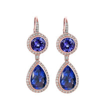 9 Carat Tanzanite Dangle Earrings With 14K White Gold