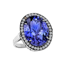 9.01 Carat Oval Tanzanite And Diamonds Wedding Ring Gold White 14K