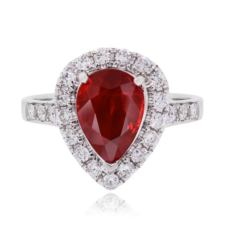 9.50 Carats Ruby With Accents Diamond Wedding Ring White Gold 14K