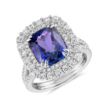 9.50 Ct Cushion Tanzanite And Diamond Ring White Gold 14K