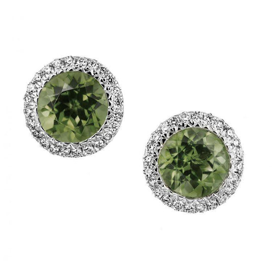 9.50 Ct Green Tourmaline Diamond Ladies Stud Earring Gold Jewelry