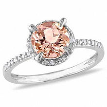 9.75 Carats Morganite And Diamonds Ring 14K White Gold