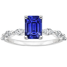 Accented Engagement Ring Emerald Ceylon Sapphire & Diamond 4.50 Carats