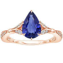 Accented Engagement Ring Pear Ceylon Sapphire & Diamonds 4.50 Carats