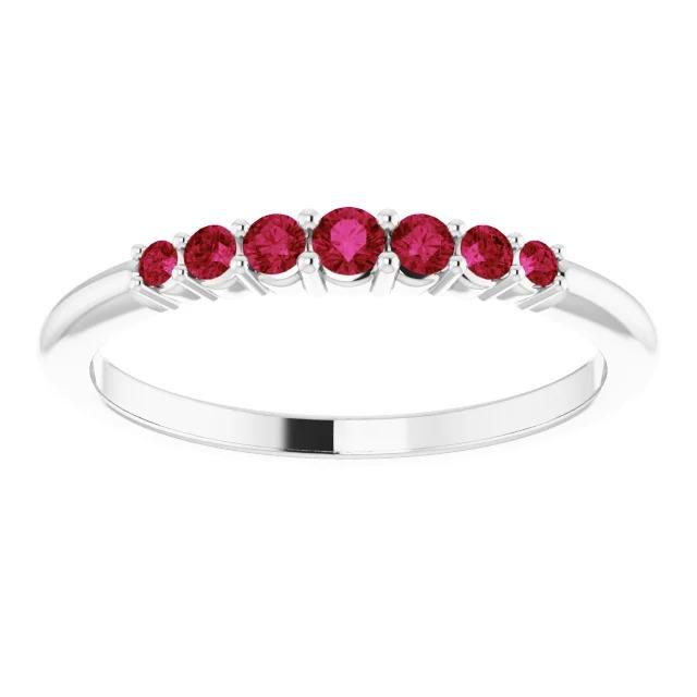 Anniversary Band Burmese Rubies 1 Carat 14K White Gold Jewelry