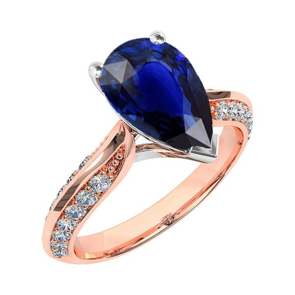 Anniversary Pear Srilankan Sapphire Ring With Accents 5.50 Carats