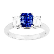 Anniversary Ring 3 Stone 2.50 Carats Ceylon Sapphire Basket Setting