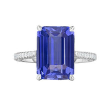 Anniversary Ring Emerald Sapphire & Diamond 4 Carats Tapered Shank
