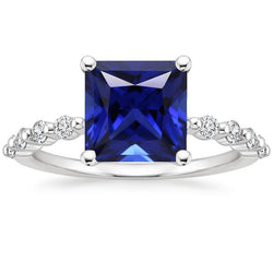 Anniversary Ring Sri Lankan Sapphire and Diamond 5.5 Carat Princess