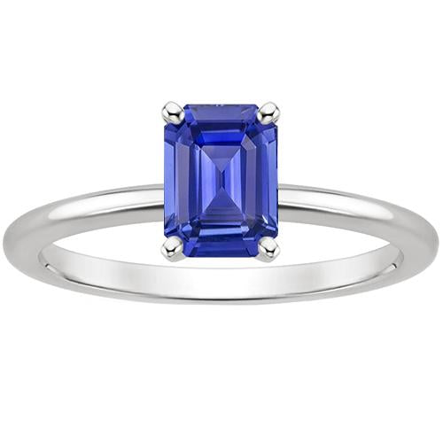 Anniversary Solitaire Ring Emerald Ceylon Sapphire 3 Carats