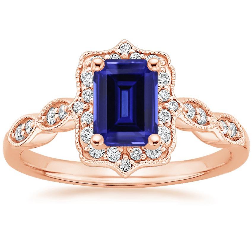 Antique Style Blue Sapphire Diamond Ring 3 Carats Gemstone