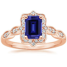 Antique Style Blue Sapphire Diamond Ring 3 Carats Gemstone
