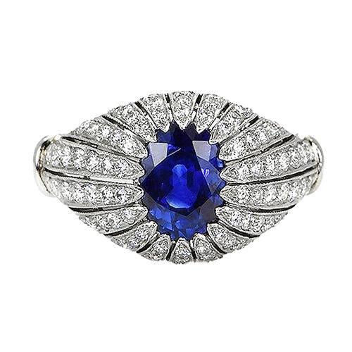 Antique Style Blue Sapphire Diamond WomenÃ¢â‚¬â„¢s Ring 8.75 Carats
