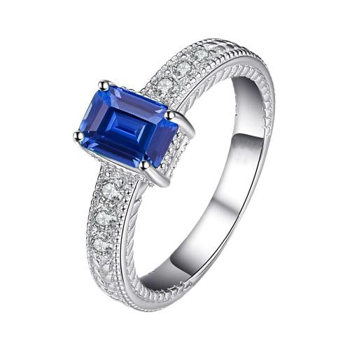 Antique Style Diamond Ring Basket Setting Blue Sapphire 1.75 Carats