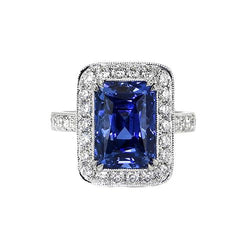 Antique Style Natural Earth Mined Diamond & Sri Lankan Sapphire Ring 9.50 Carats Gold 14K