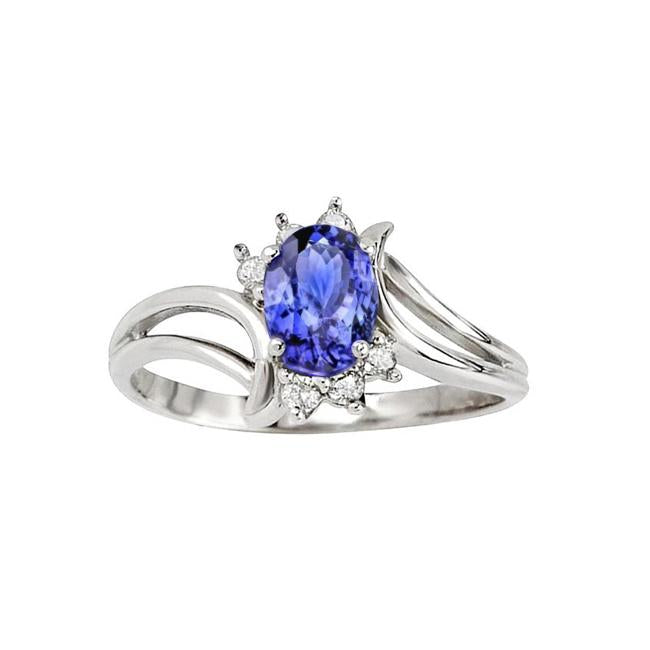 Antique Style Oval Tanzanite Diamonds 2.05 Carats Ring White Gold