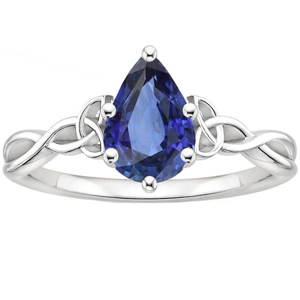 Antique Style Solitaire Ring Pear Cut Ceylon Sapphire Jewelry 4 Carats