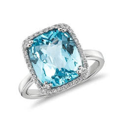 Aquamarine And Natural Earth Mined Diamond 9.50 Ct Wedding Ring Gold 14K