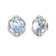 Aquamarine Diamonds 10.50 Carats Stud Halo Earrings 14K White Gold
