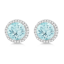 Aquamarine Halo Diamond Stud Earring 7.52 Carat White Gold 14K