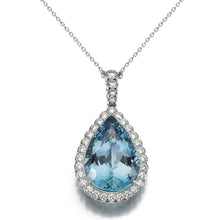 Aquamarine With Diamonds 12.75 Ct Pendant With Chain White Gold 14K