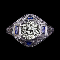 Art Deco Jewelry New Vintage Style Old Cut Diamond Sapphire Ring