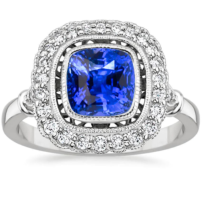 Art Nouveau Jewelry New Ceylon Sapphire And Diamond Ladies Ring