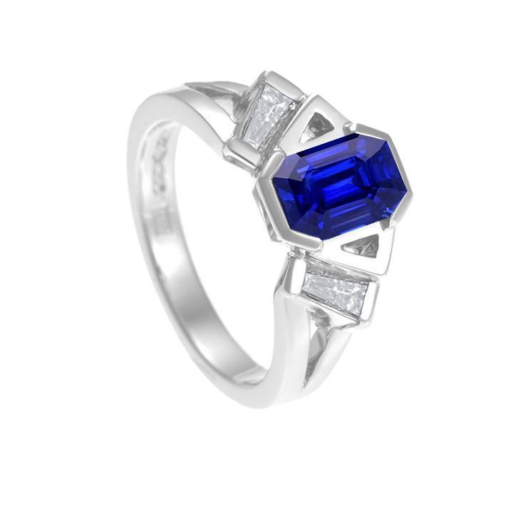 Baguette Diamond Anniversary Ring Emerald Sapphire Jewelry 2.50 Carats