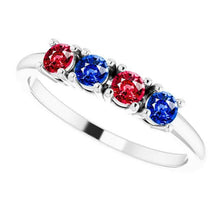 Band Ruby Sapphire Ring 0.80 Carats Prong Setting White Gold 14K