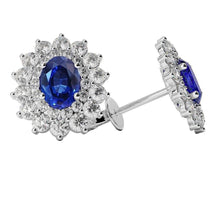 Beautiful 5.50 Carats Sri Lanka Sapphire Diamonds Studs Earrings Halo