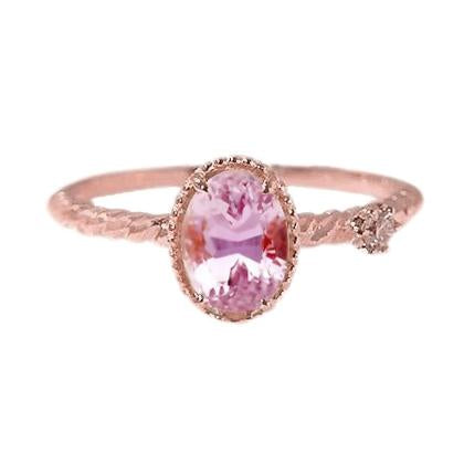 Beautiful Oval Pink Kunzite & Diamond Wedding Ring 13.15 Ct Rose Gold