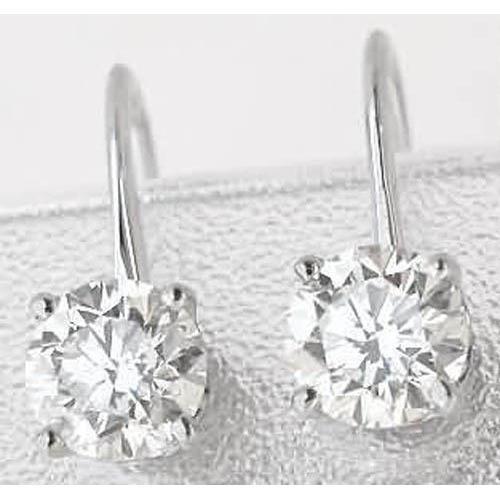 Beautiful Round Diamond Lever Back Earring White Gold 14K 1.5 Carats