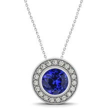 Bezel Set Tanzanite With Diamonds Pendant Necklace Gold 14K 2.75 Ct