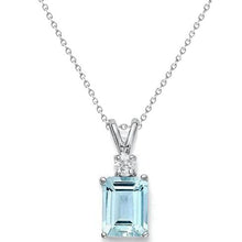 Big Aquamarine With Diamonds 15 Ct Pendant With Chain White Gold 14K