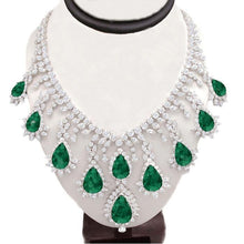Big Green Emerald & White Diamonds 228.35 Carats Necklace New