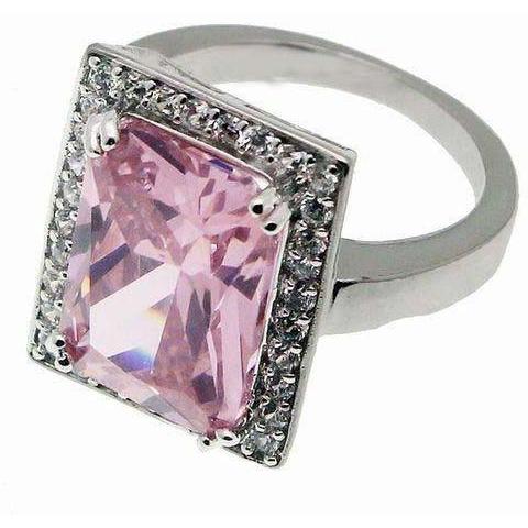Big Kunzite With Diamonds 25.50 Carats Ring 14K White Gold