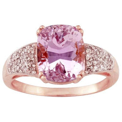 Big Pink Kunzite With Small Diamonds 18.85 Ct Ring Rose Gold 14K