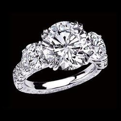 Big Round 6 Ct. Natural Earth Mined Diamonds 3 Stone Ring White Gold 14K New