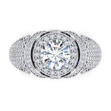 Big Round Diamond Men's Ring With Accents 5.50 Carats White Gold 14K