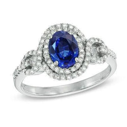 Blue AAA Ceylon Sapphire With Natural Earth Mined Diamond Ring 2.75 Carats Gold Jewellery