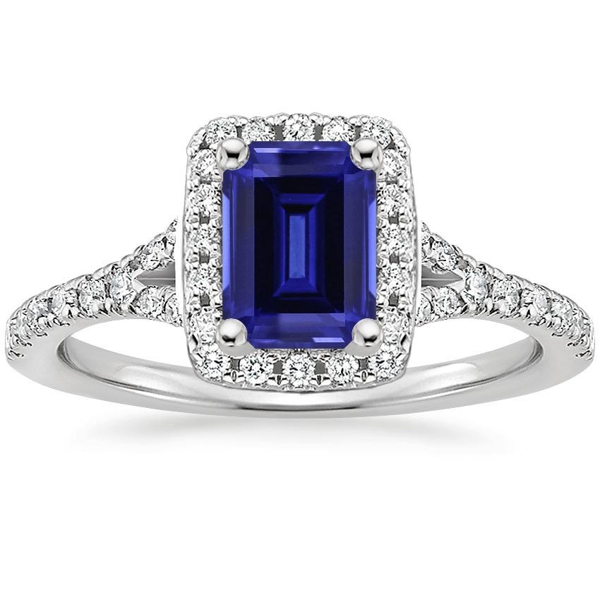 Blue Emerald Ceylon Sapphire Diamond Engagement Ring 3 Carats
